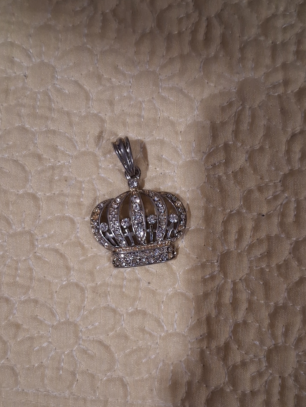 Silvertone/goldtone Hip Hop Style King Crown C.Z. Pendant